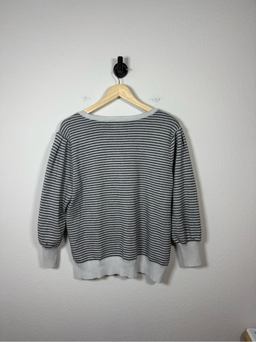 Karl Lagerfeld C'est La Vie Striped Nautical Coastal Sweater XL Puff Sleeve